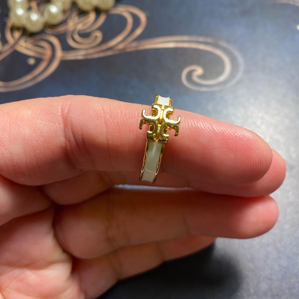 Tory Burch White Enamel  Women's Ring